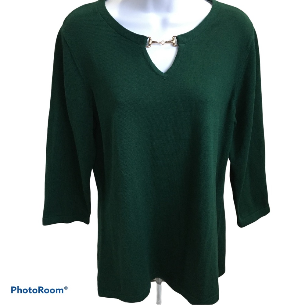 d & Co. denim & Company Green Sweater Size S
